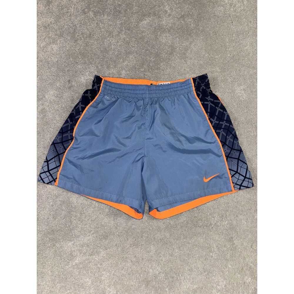 Nike Womens Athletic Running Shorts blue orange Trim Size m‎ 531774-494 VTG